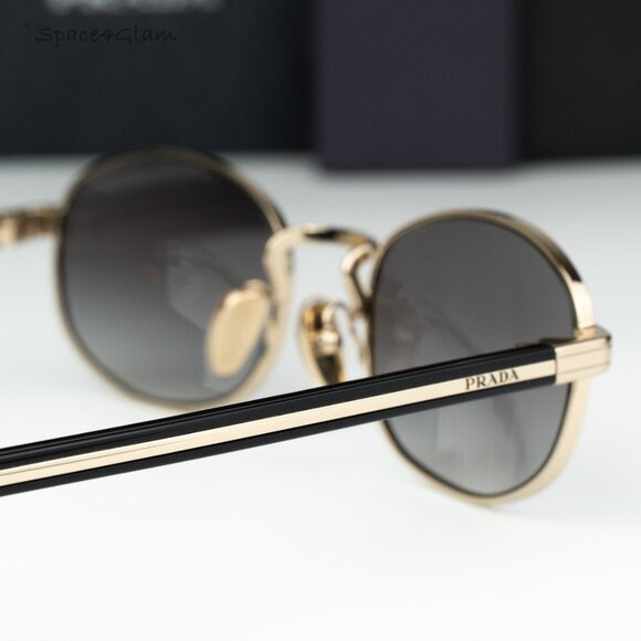 Prada Women Sunglasses Gold Grey Gradient Oval PRB53S ZVN02C NEW AUTHENTIC - Picture 5 of 10